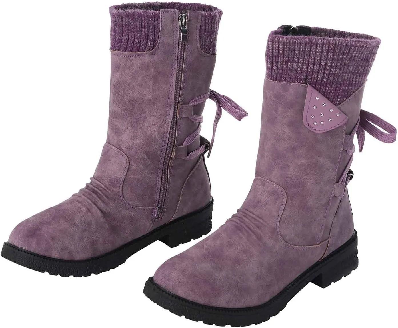 AMDBEL Cowboy Boots for Women, Cowgirl Boots Women Fringe Cowboy Boots Square Toe Mid Calf Chunky Heel Tassel Western Boots