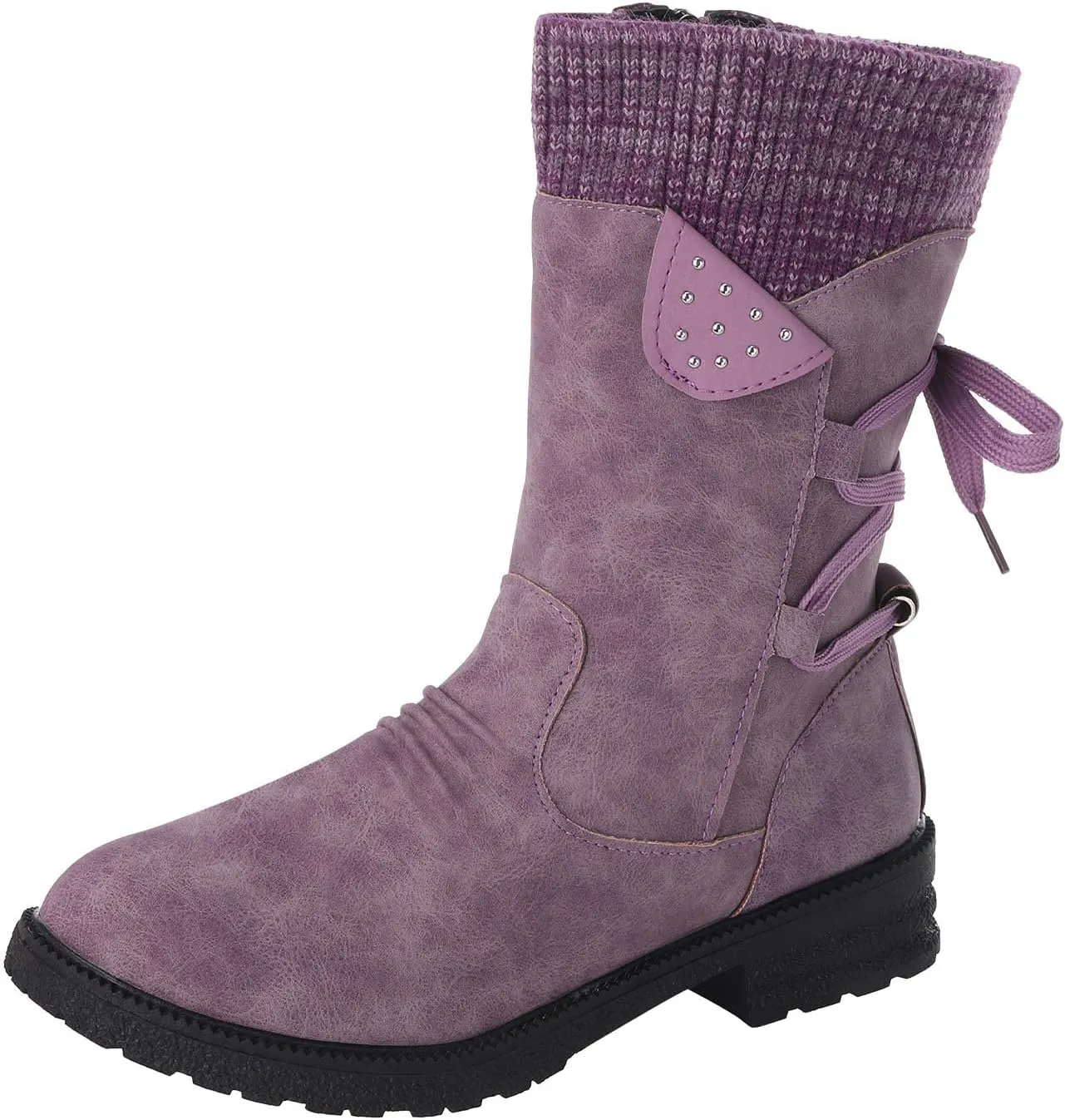 AMDBEL Cowboy Boots for Women, Cowgirl Boots Women Fringe Cowboy Boots Square Toe Mid Calf Chunky Heel Tassel Western Boots
