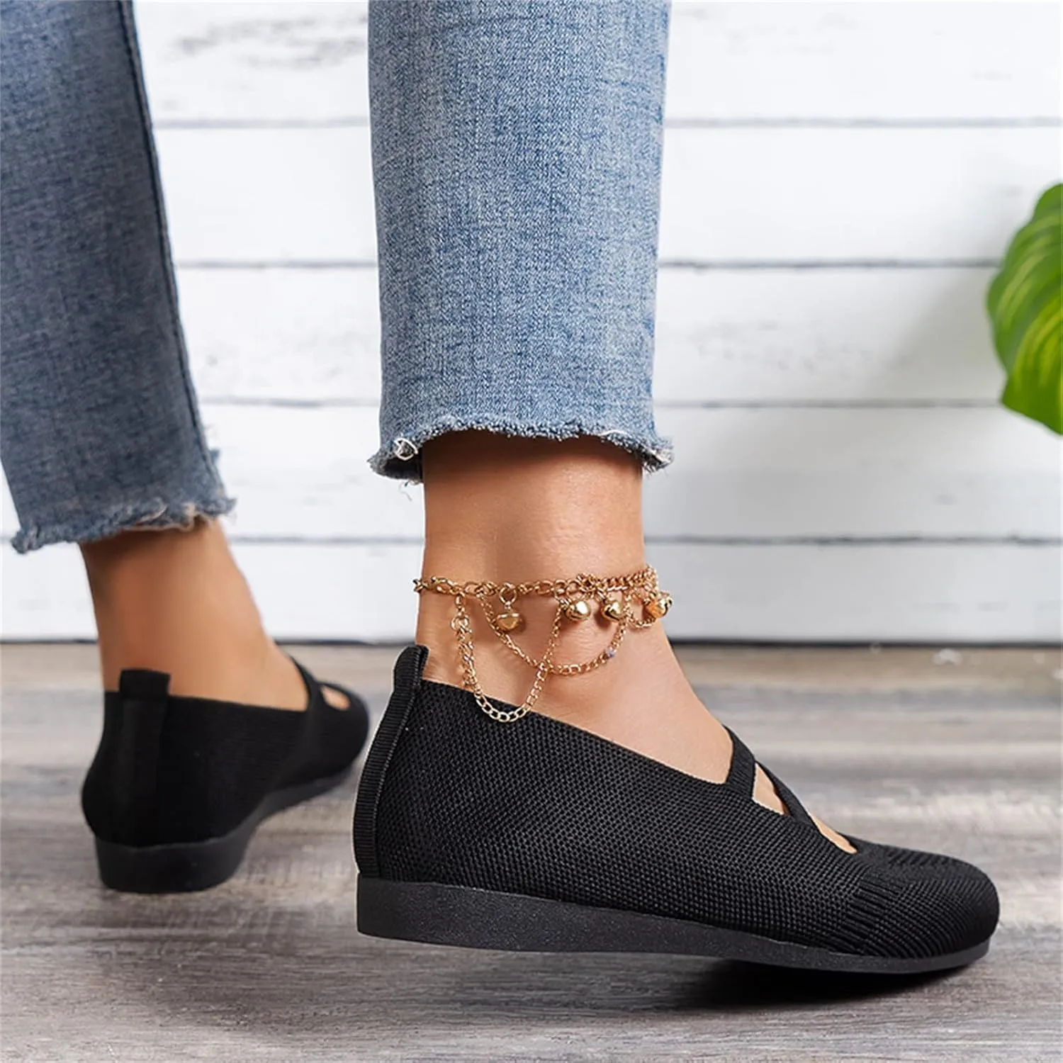 AMDBEL Flats Shoes Women Dressy Comfortable Women's Leather Slip On Loafers Casual Round Toe Moccasins Wild Driving Boat Flat
