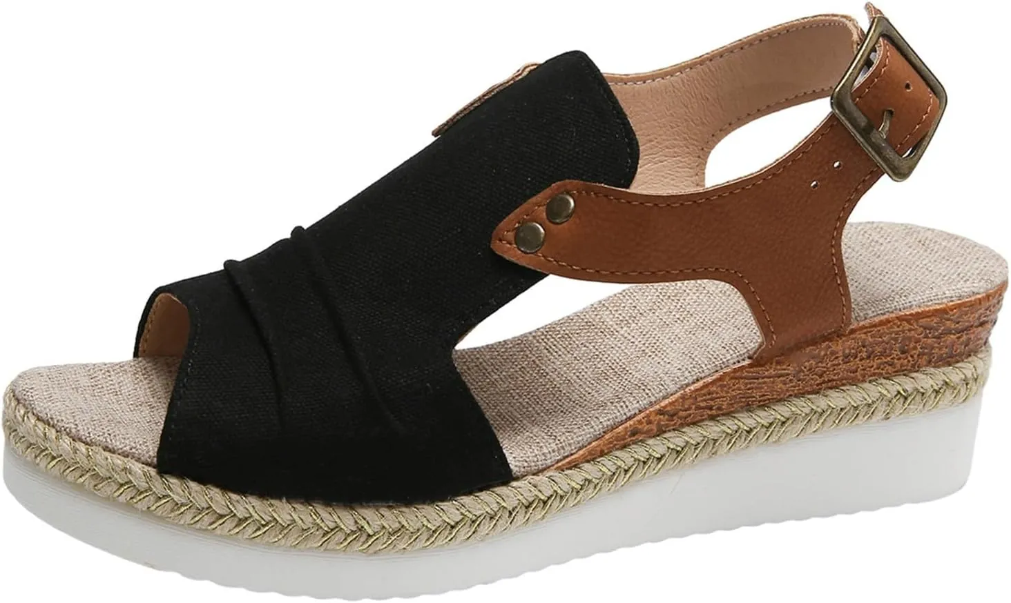 AMDBEL Wedge Sandals for Women Dressy Summer Platform Espadrilles Fish Mouth Sandals Comfy Ankle Strap Casual Sandals Shoes