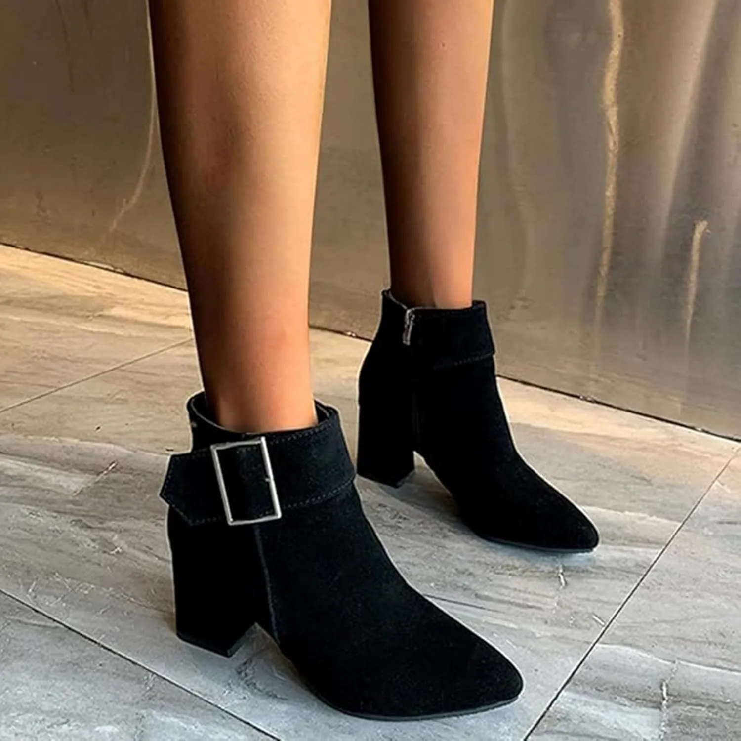 Ankle Boots for Women Fall Winter Wedge Boots Chelsea Booties Side Zipper Pointed Toe Vintage Blocked Mid Heel Bow