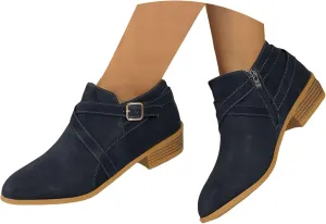 Ankle Boots for Women Low Chunky Stacked Heel Comfortable Round Toe booties with Side Zipper Shoes Fall Boots 2024