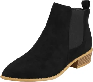 Ankle Boots for Women Side Zipper with Womens Pointed Toe Shoes Block Chunky Low Heel Chelsea Fashion Ankle Bootie