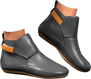 Ankle Boots for Women, Womens Cowboy Boots Arch Support Booties Vintage Leather Damping Shoes Flat Heel Booties