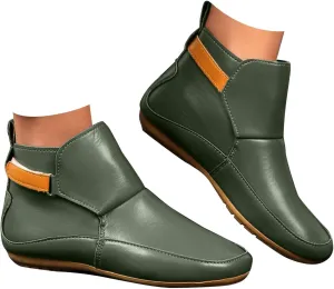 Ankle Boots for Women, Womens Cowboy Boots Arch Support Booties Vintage Leather Damping Shoes Flat Heel Booties