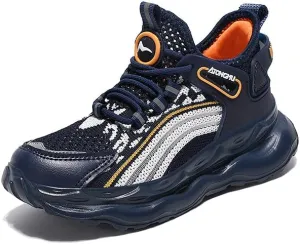 Axcone Kid's Sneakers Boys Girls Outdoor Non-Slip Cushioning Athletic Shoes Casual Soft Soled Breathable Basketball Shoes Running Shoes
