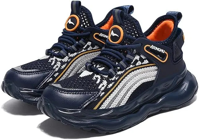 Axcone Kid's Sneakers Boys Girls Outdoor Non-Slip Cushioning Athletic Shoes Casual Soft Soled Breathable Basketball Shoes Running Shoes