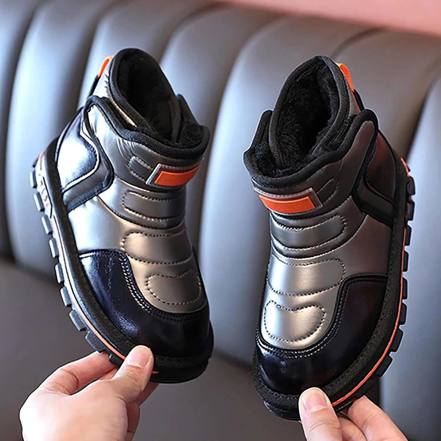 Baby Infant Boys Open Toe Loafers Snow Booties Leather Non Slip Ski Shoes Ankle Fashion Sport Boots Winter Warm Casual
