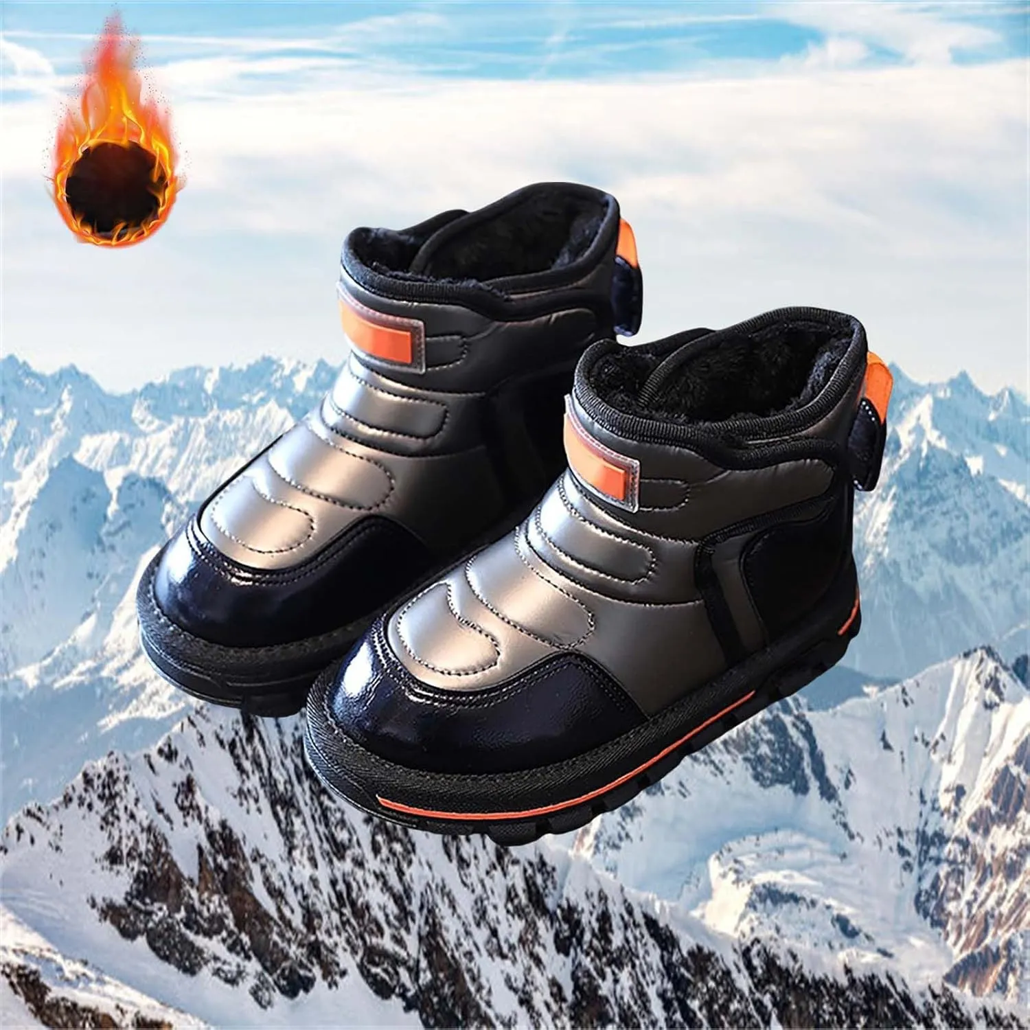 Baby Infant Boys Open Toe Loafers Snow Booties Leather Non Slip Ski Shoes Ankle Fashion Sport Boots Winter Warm Casual