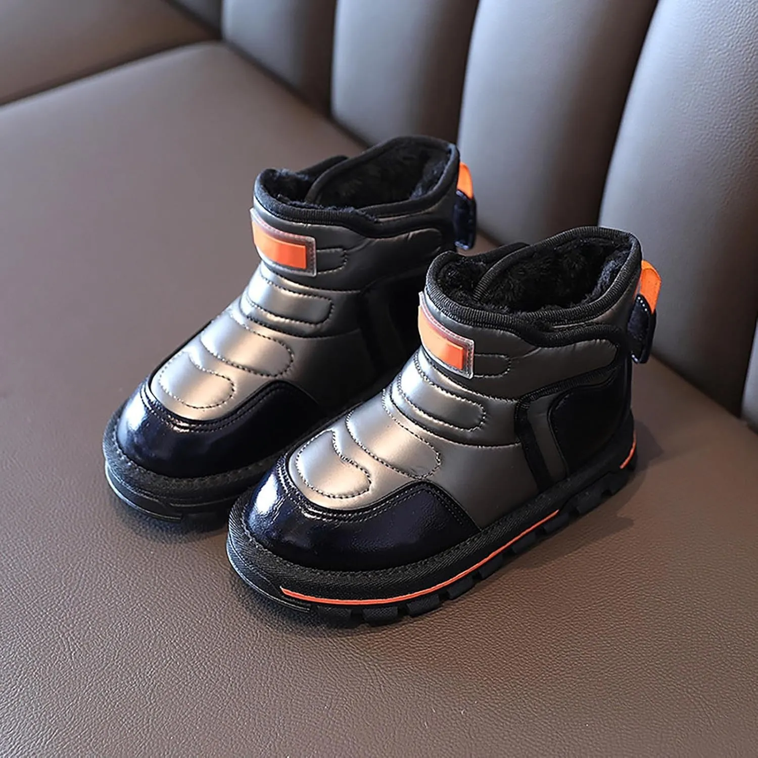 Baby Infant Boys Open Toe Loafers Snow Booties Leather Non Slip Ski Shoes Ankle Fashion Sport Boots Winter Warm Casual