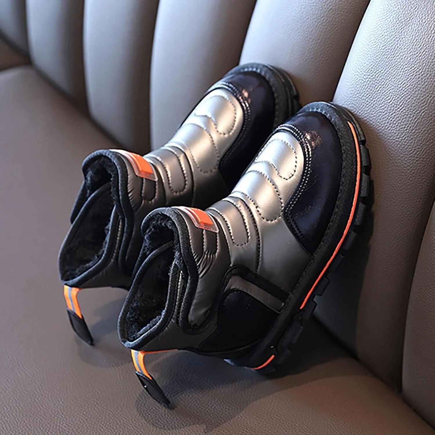 Baby Infant Boys Open Toe Loafers Snow Booties Leather Non Slip Ski Shoes Ankle Fashion Sport Boots Winter Warm Casual