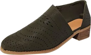 Cathalem Ankle Boots for Women, Casual Slip On Loafers Pointed Toe Chunky Block Low Heel Shoes Cut out Comfy Casual Booties