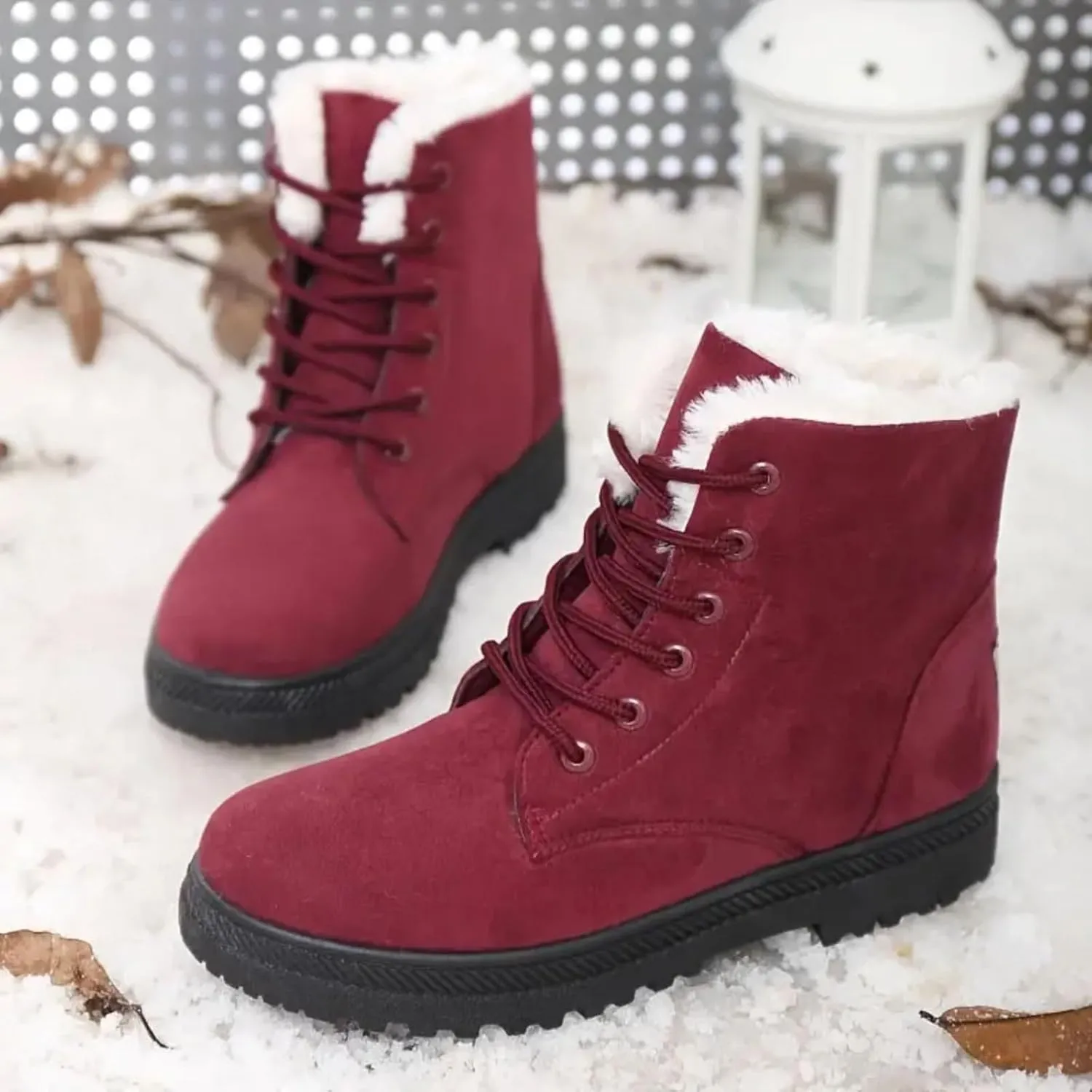 Cathalem Snow Boots for Women Lining Classic Water Resistant Anti-Slip Warm Winter Booties Slip On Short Ankle Boots
