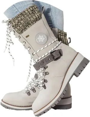 Cathalem Waterproof Winter Snow Boots for Women Insulated-Warm Fur-Lined Booties Lightweight Comfortable Casual Boots Cushion Outdoor Walking Boots Slip-Resistant Anti-Slip Leather Boots