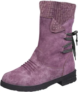Cathalem Women's Snow Winter Boots Mid Calf Warm Faux Fur Lined Lace Up Anti-slip Outdoor Boots Women's Snow Boots