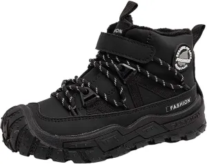 Childrens Fuzzy Snow Booties Open Toe Lace-Up Ankle Shoes Winter Ski Boots Boys Kids Sole Non Slip Outdoor Sport Shoes