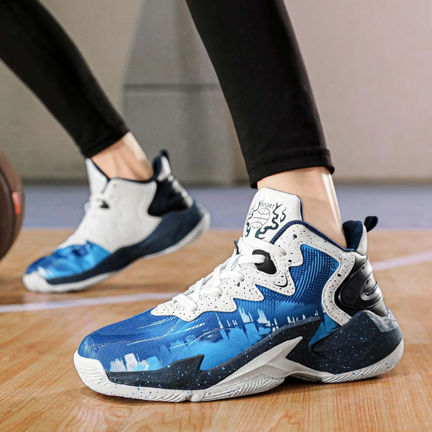 Classic Graffiti for Boys Girls Adults Casual Fashion Breathable Basketball Shoes Lightweight Wide Mesh Walking Shoes Team Sports Shoes Street Training Basketball Shoes dDurable Hiking Jogging Shoes