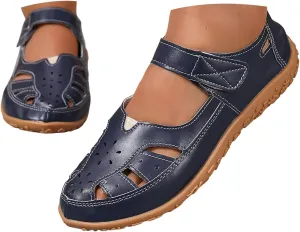 Closed Toe Sandals for Women 2025 Dressy Summer Comfortable Flat Sandals with Arch Support Casual Hollow Out Flat Shoes Wide Width Trendy Sandal Dress Shoes