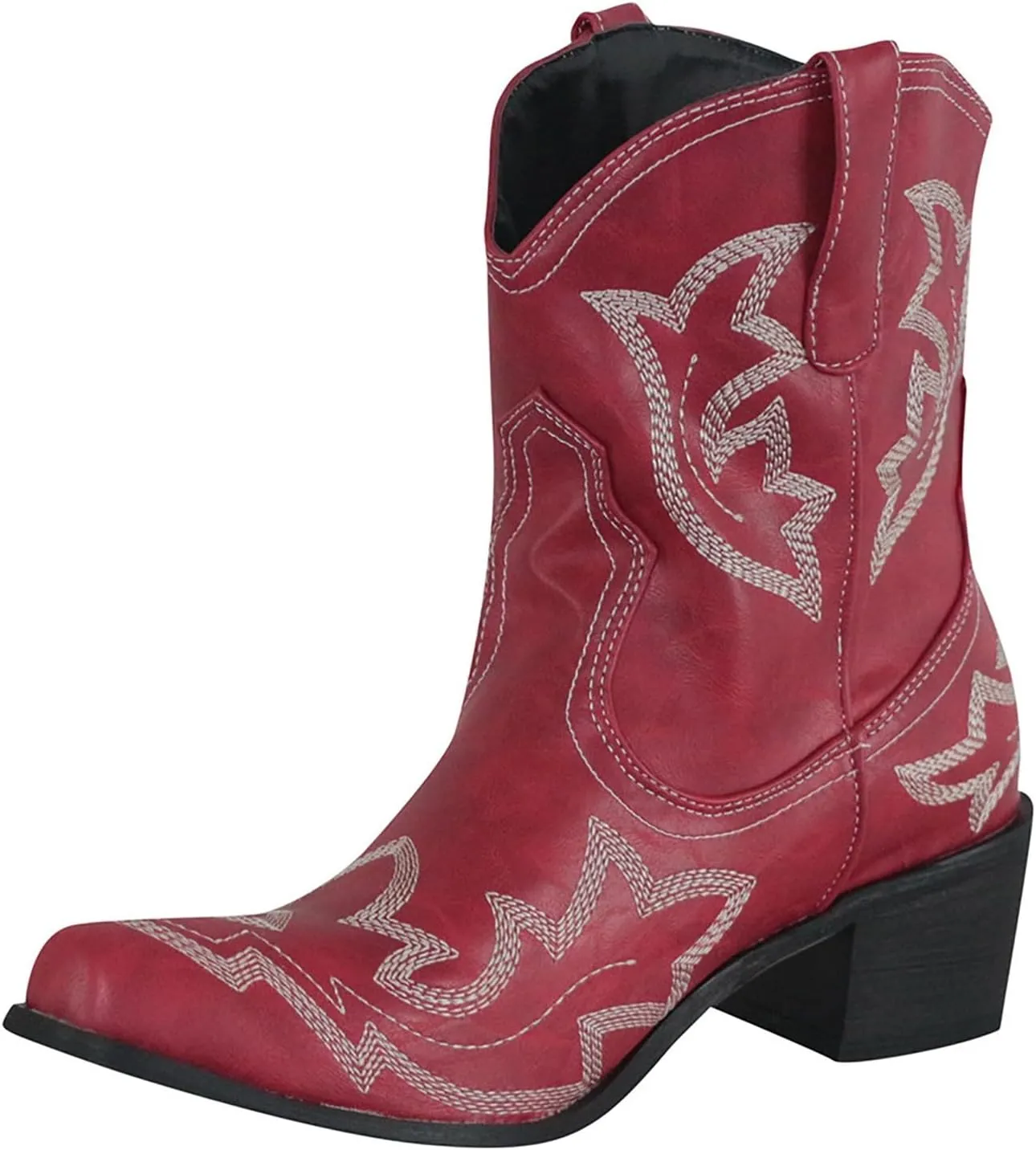 Cowboy Boots for Women Embroided Western Cowgirl Boots Pull on Ankle Boots Pointed Toe Boots Chunky Heel Pull On Short Boots