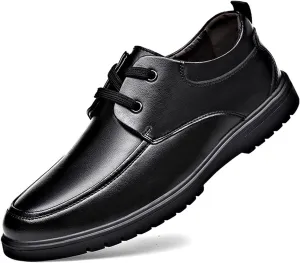 Dress Oxford Shoes for Men Lace Up Breathable Round Apron Burnished Toe Vegan Leather Slip Resistant Anti-Slip Non Slip Classic (Color : Black, Size : 8.5)