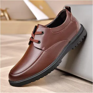 Dress Oxford Shoes for Men Lace Up Breathable Round Apron Burnished Toe Vegan Leather Slip Resistant Anti-Slip Non Slip Classic (Color : Brown, Size : 10.5)