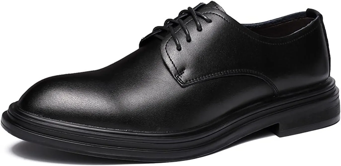 Dress Shoes for Men Lace Up Derby Shoes Round Toe Breathable Leather Slip Resistant Anti-Slip Rubber Sole Classic Suitable for Many Occasions.