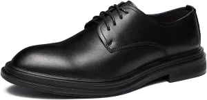 Dress Shoes for Men Lace Up Derby Shoes Round Toe Breathable Leather Slip Resistant Anti-Slip Rubber Sole Classic Suitable for Many Occasions.