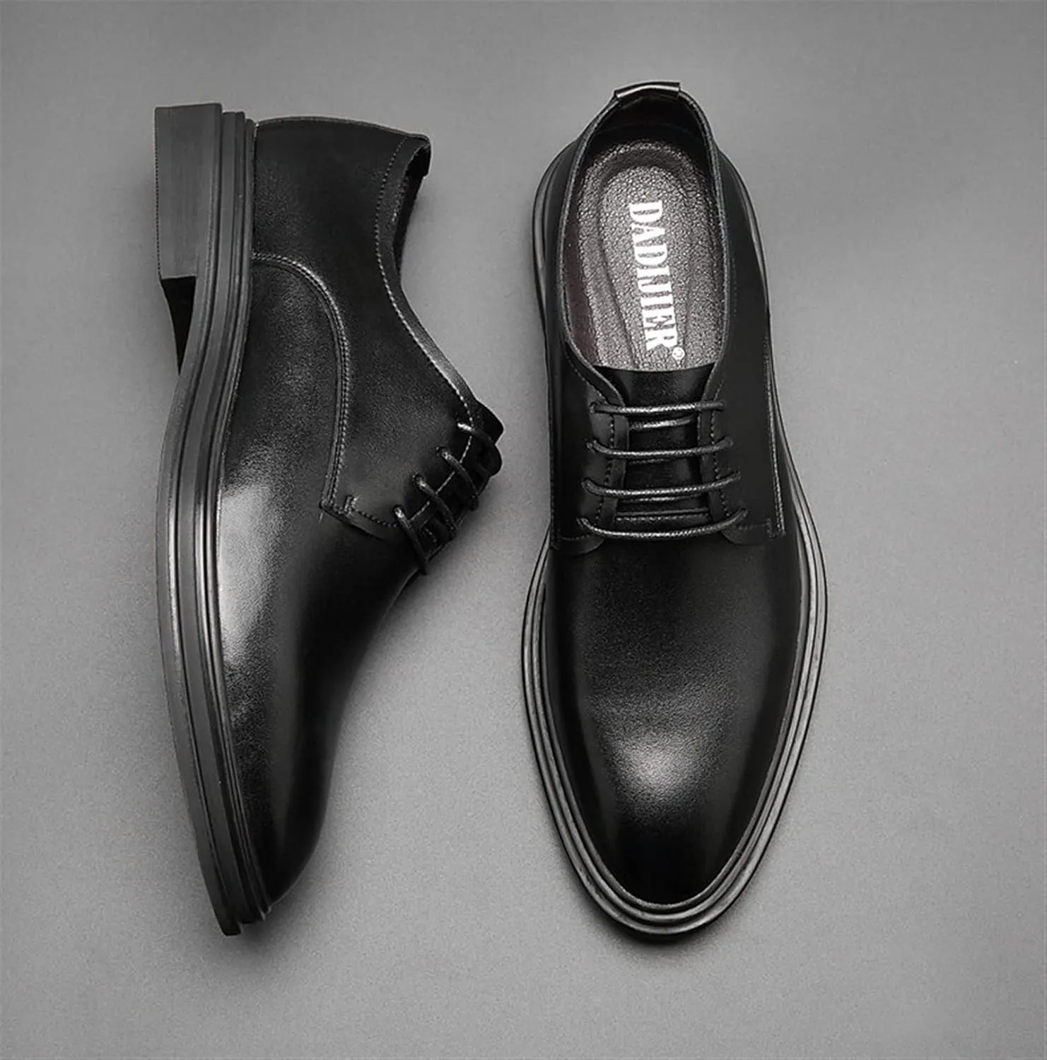 Dress Shoes for Men Lace Up Derby Shoes Round Toe Breathable Leather Slip Resistant Anti-Slip Rubber Sole Classic Suitable for Many Occasions.