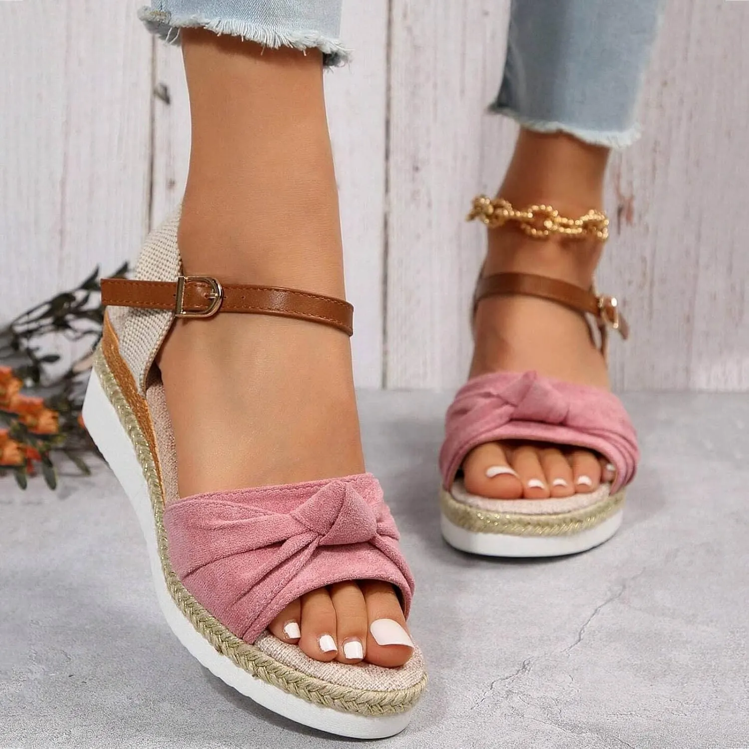 Eduavar Wedge Sandals for Women Summer Dressy Open Toe Ankle Strap Platform Sandals Dress Shoes Comfortable Outdoor Shoes