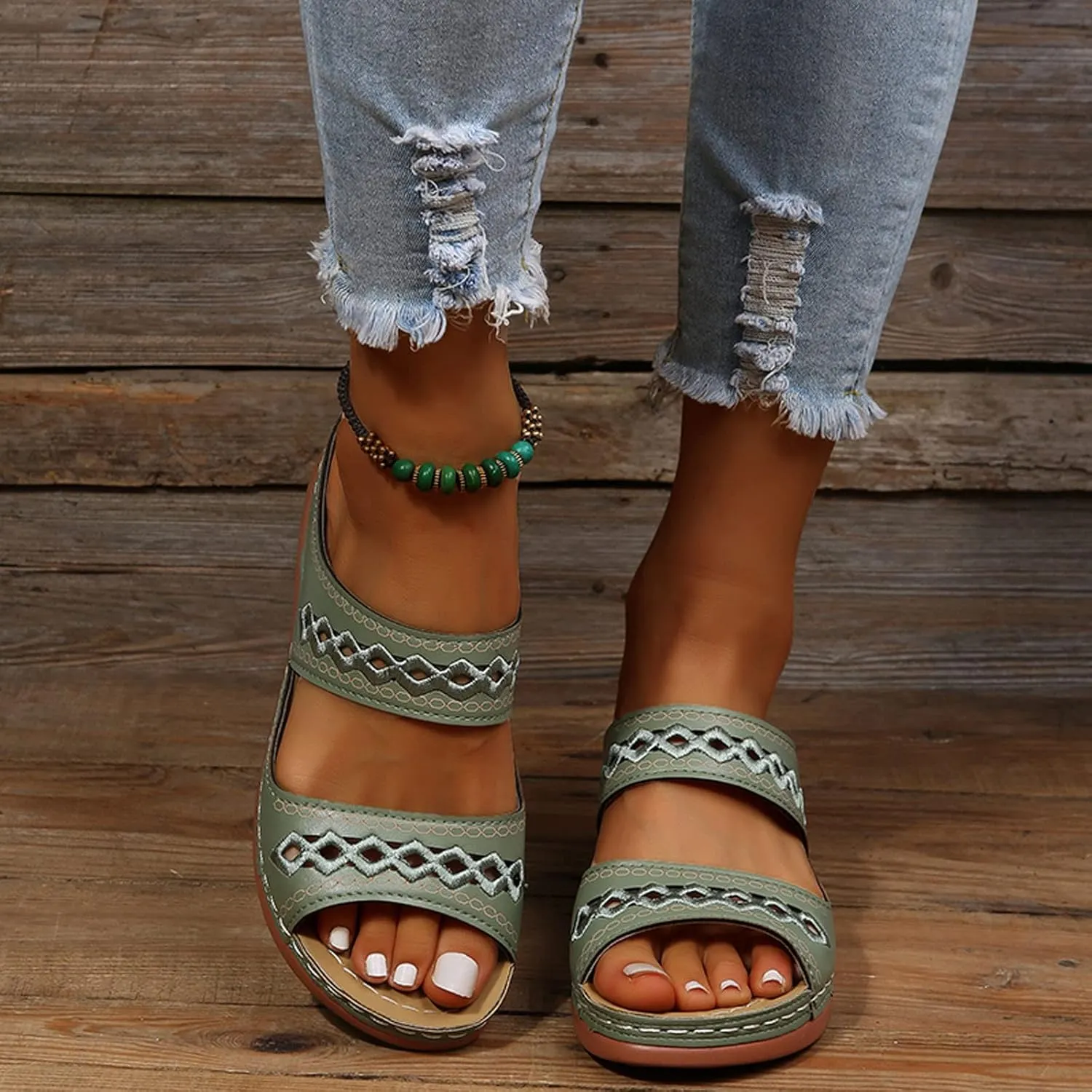 Eduavar Womens Platform Sandals,Summer Sandals Comfortable Beach Travel Sandals Stylish Slip On Sandals Open Toe Sandals