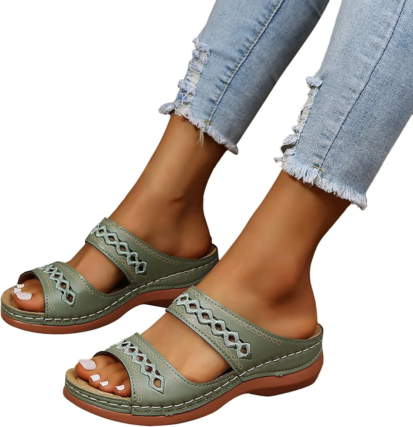 Eduavar Womens Platform Sandals,Summer Sandals Comfortable Beach Travel Sandals Stylish Slip On Sandals Open Toe Sandals