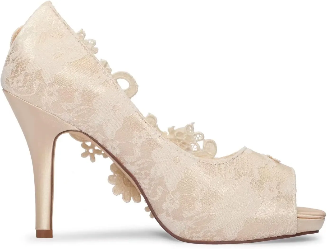 Emily Bridal Wedding Shoes Lace Wedding Shoes Ivory Lace Peep Toe High Heel Bridal Shoes