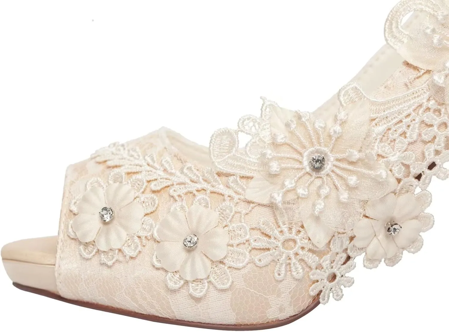 Emily Bridal Wedding Shoes Lace Wedding Shoes Ivory Lace Peep Toe High Heel Bridal Shoes