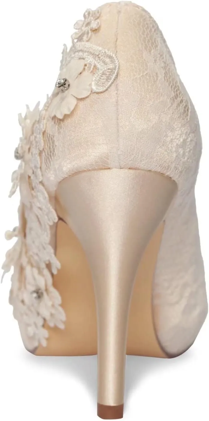 Emily Bridal Wedding Shoes Lace Wedding Shoes Ivory Lace Peep Toe High Heel Bridal Shoes