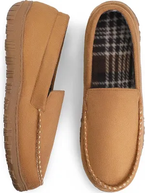 Festooning Men's Comfortable Bedroom Moccasin Slippers - Indoor/Outdoor