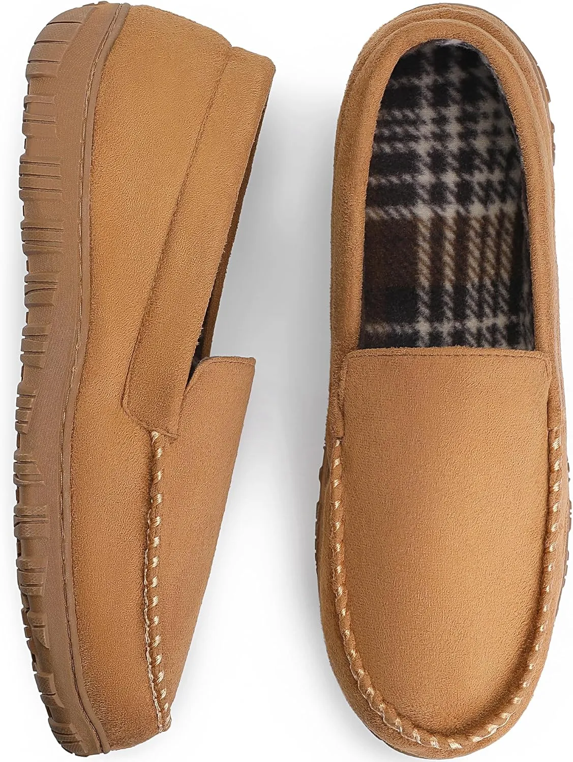 Festooning Men's Comfortable Bedroom Moccasin Slippers - Indoor/Outdoor