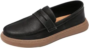 Flat Loafer for Men Leather Slip-on Business Dress Shoes Driving Moccasins Casual Boat Soft Shoes
