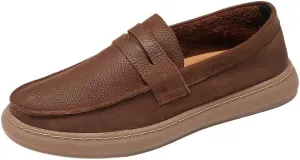 Flat Loafer for Men Leather Slip-on Business Dress Shoes Driving Moccasins Casual Boat Soft Shoes