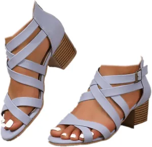 Generic Women's Peep Toe Ankle Strap Low Block Chunky Heels Sandals Party Dress Wedding Evening Pumps Shoes