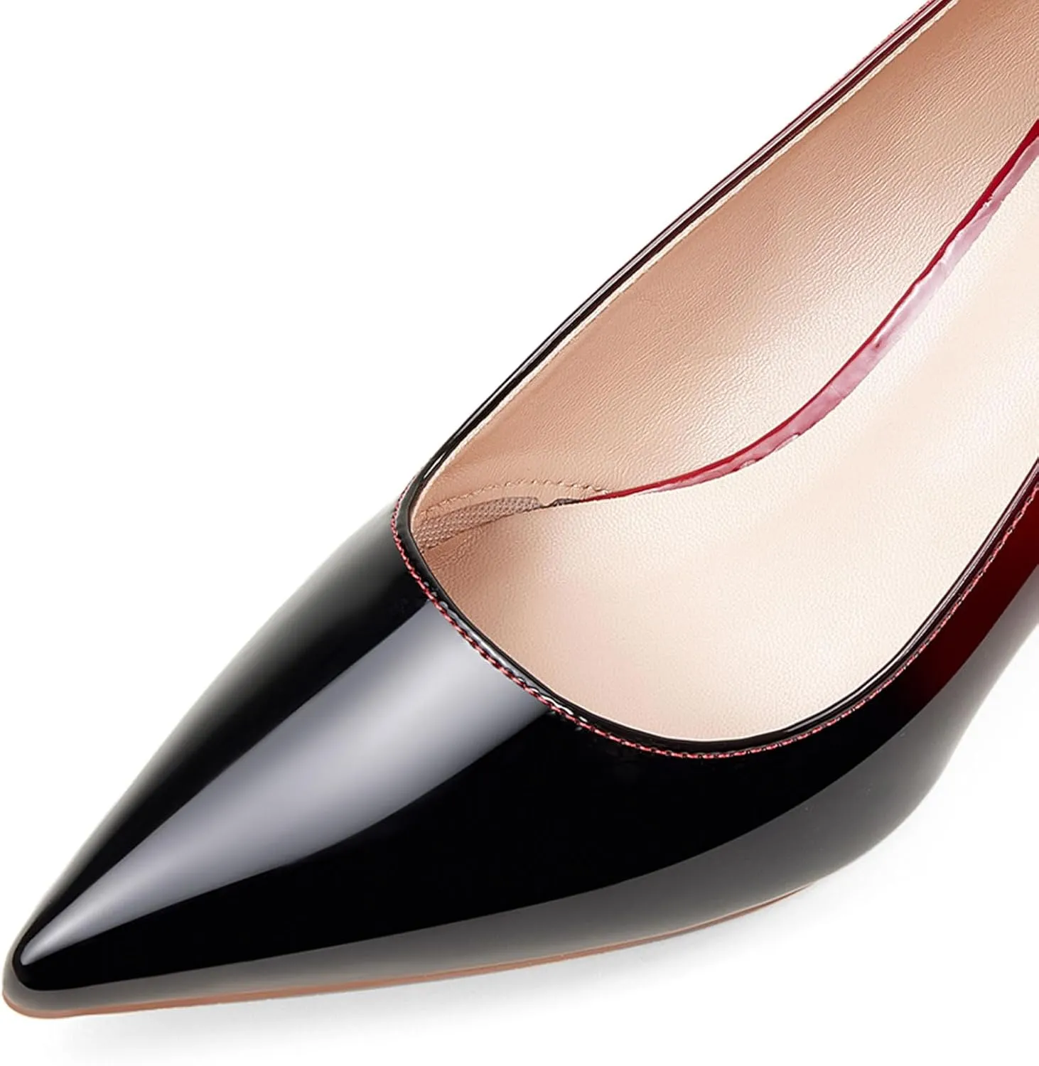 GENSHUO Low Heel Pumps for Women Closed Toe Slip On Stillettos Heels Dress Shoes