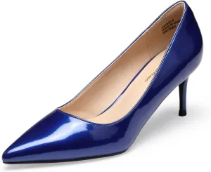GENSHUO Low Heel Pumps for Women Closed Toe Slip On Stillettos Heels Dress Shoes