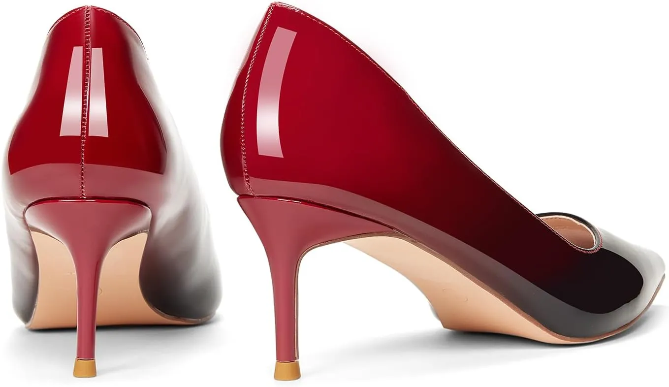 GENSHUO Low Heel Pumps for Women Closed Toe Slip On Stillettos Heels Dress Shoes