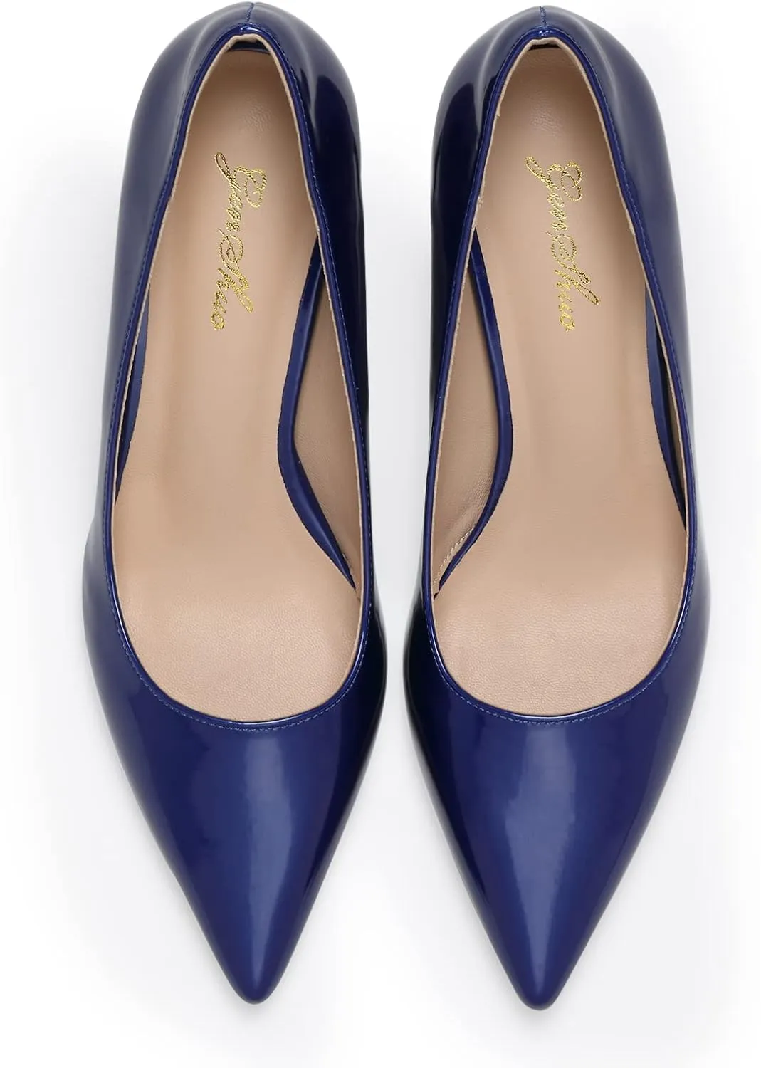GENSHUO Low Heel Pumps for Women Closed Toe Slip On Stillettos Heels Dress Shoes