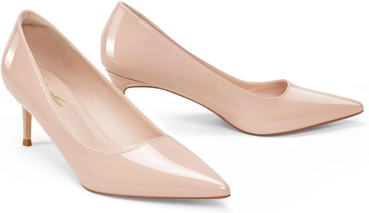 GENSHUO Low Heel Pumps for Women Closed Toe Slip On Stillettos Heels Dress Shoes