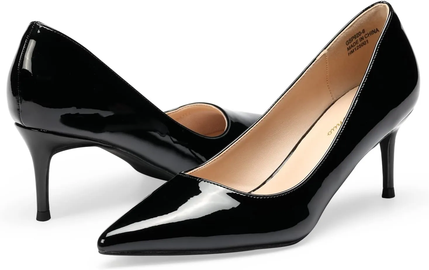 GENSHUO Low Heel Pumps for Women Closed Toe Slip On Stillettos Heels Dress Shoes