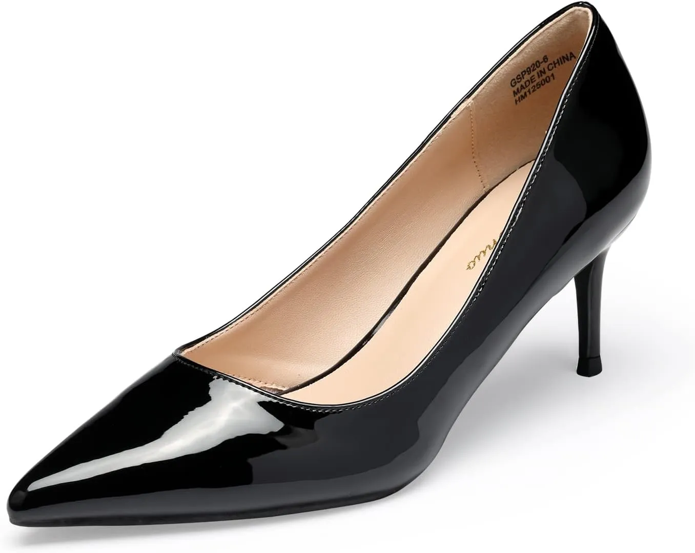 GENSHUO Low Heel Pumps for Women Closed Toe Slip On Stillettos Heels Dress Shoes