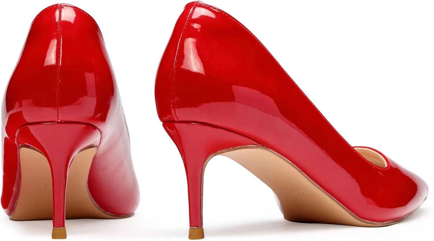 GENSHUO Low Heel Pumps for Women Closed Toe Slip On Stillettos Heels Dress Shoes