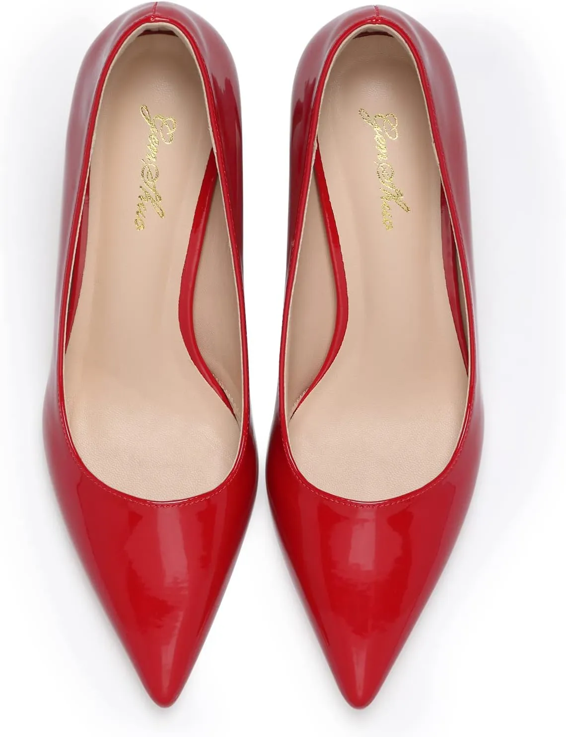 GENSHUO Low Heel Pumps for Women Closed Toe Slip On Stillettos Heels Dress Shoes