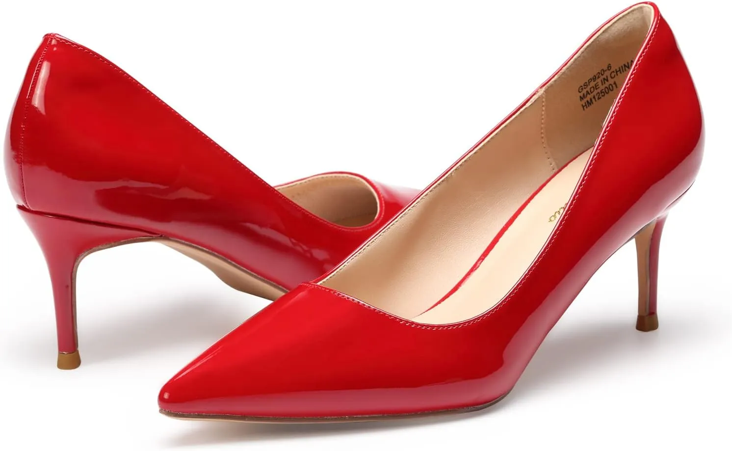 GENSHUO Low Heel Pumps for Women Closed Toe Slip On Stillettos Heels Dress Shoes