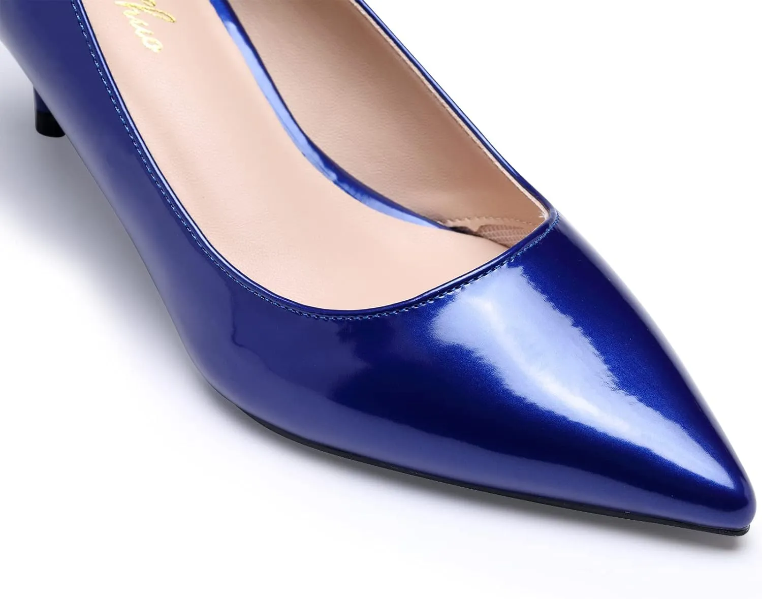GENSHUO Low Heel Pumps for Women Closed Toe Slip On Stillettos Heels Dress Shoes